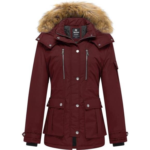 Women's Quilted Winter Coat Warm Puffer Jacket Thicken Parka with Removable Hood - Picture 4 of 6